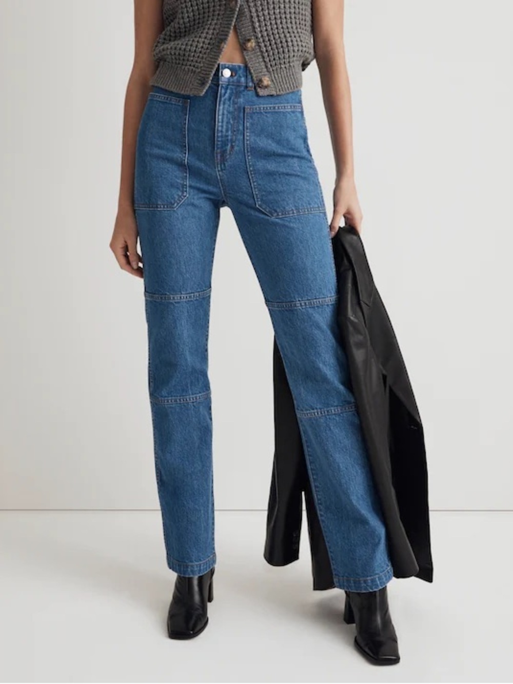 Madewell The 90s Straight Cargo Jeans Size 26 Blue High Rise Denim